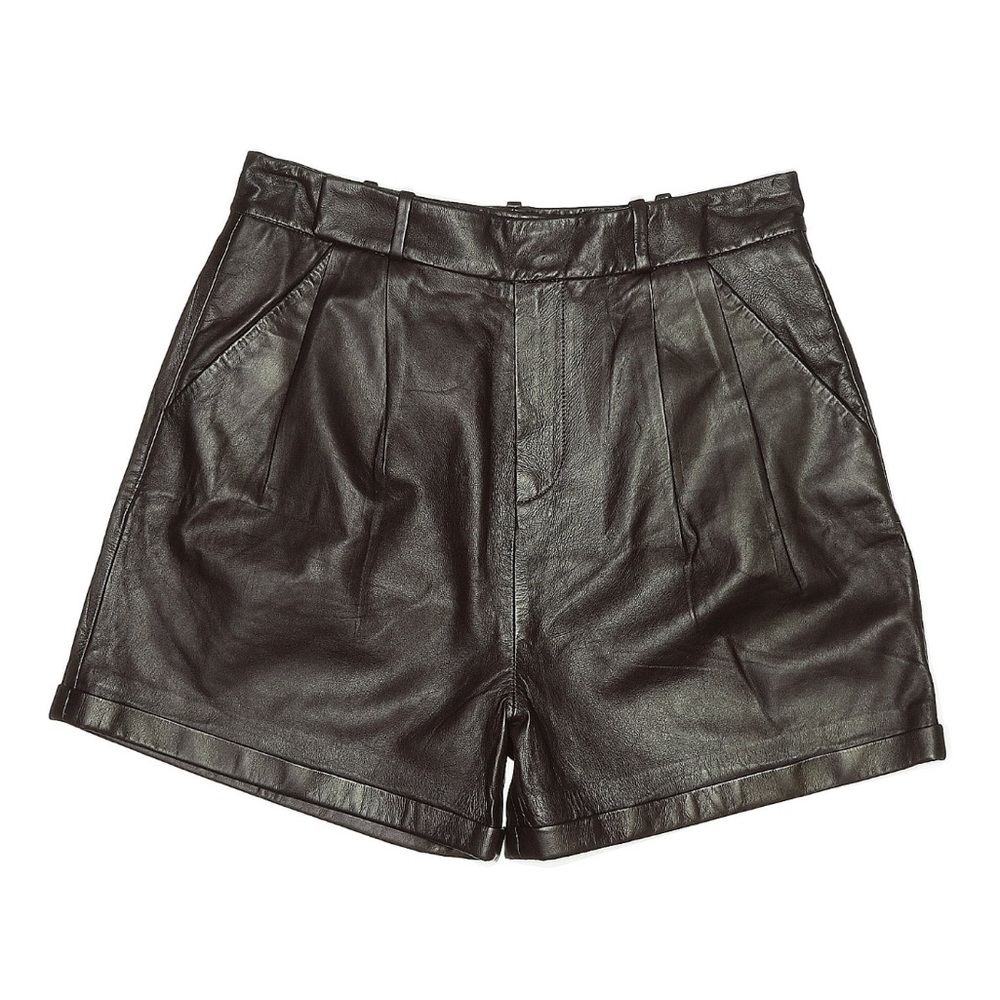 Equipment Femme Brown High Waist Leather Shorts